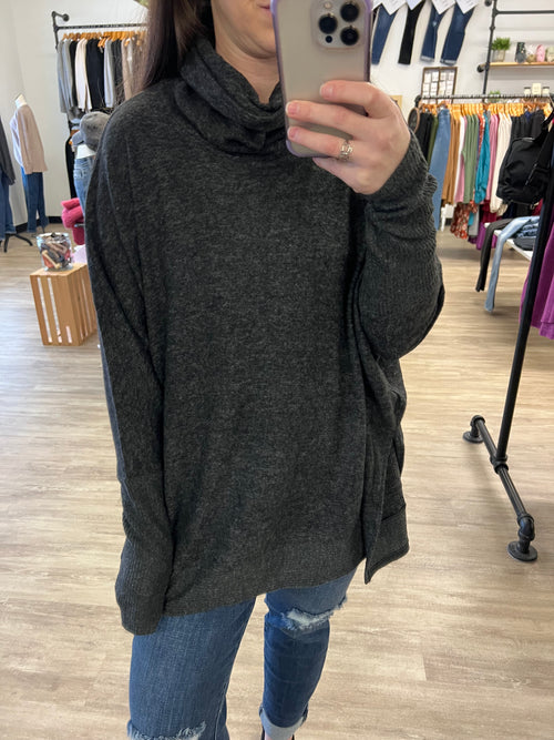 Oversized Cowl Neck Sweater in Black