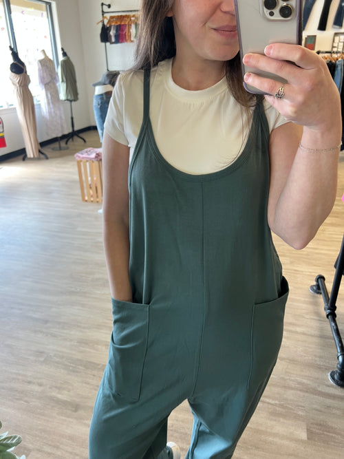 Spaghetti Strap Jumpsuit in Ash Jade