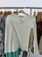 Basic Long Sleeve V Neck in Off White