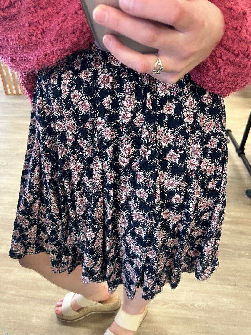 Floral Pleated Skirt