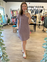 Ribbed T-shirt Dress in Dusty Lavender