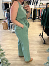 Twill Jumpsuit in Sage