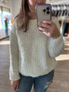 Brushed Round Neck Sweater in Off White