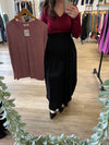 Basic Long Sleeve V Neck in Cabernet