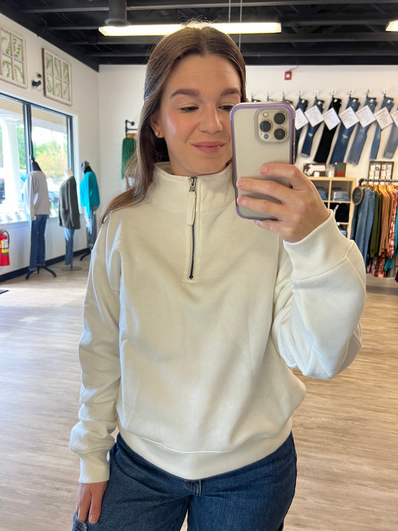 Half Zip Fleece in Off White