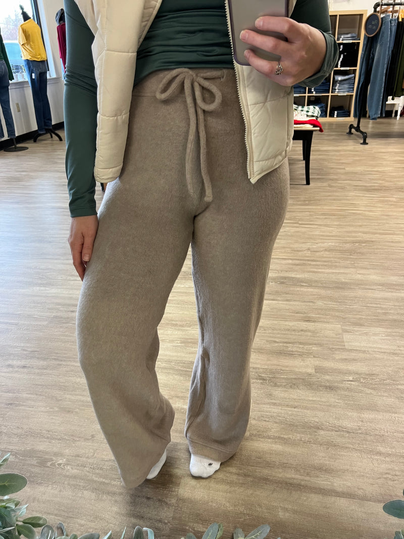 Hacci Drawstring Wide Leg Lounge Pants