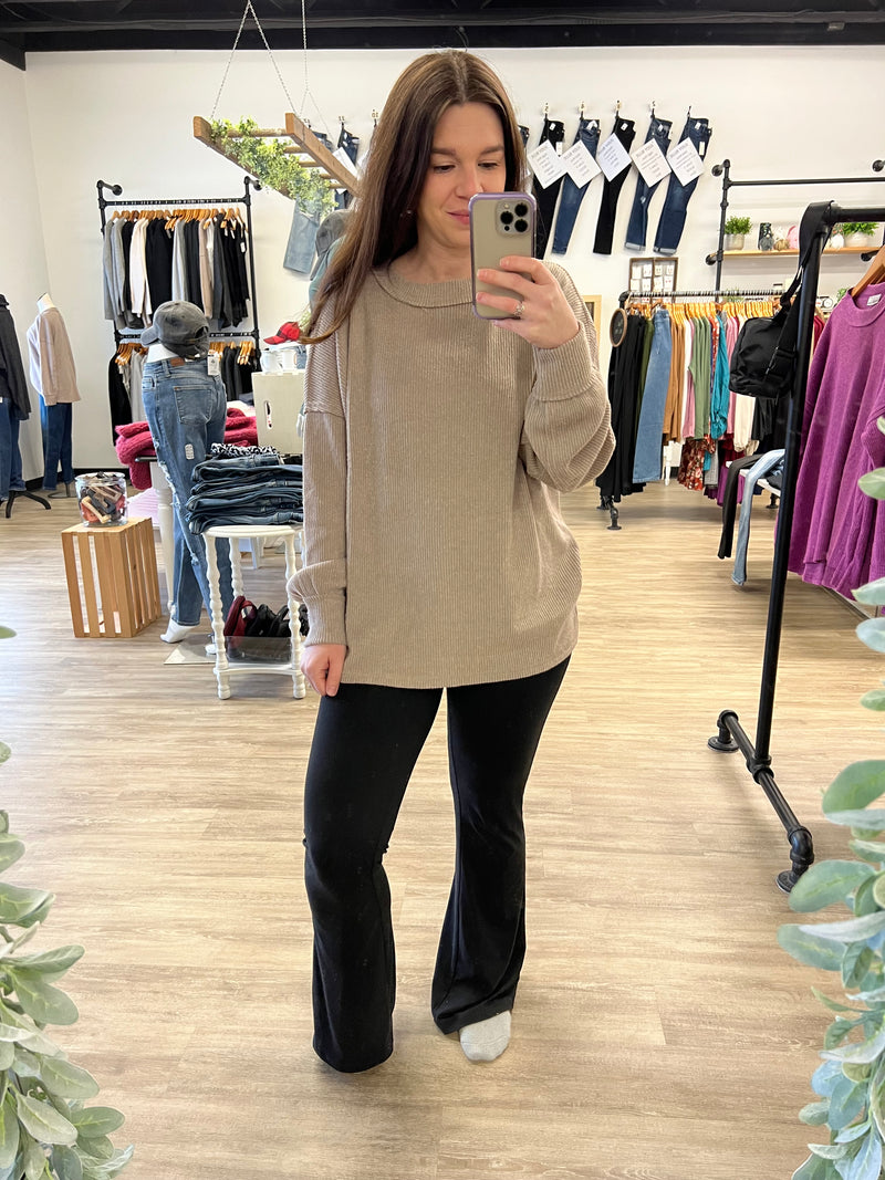 Cozy Days Long Sleeve Top in Mocha