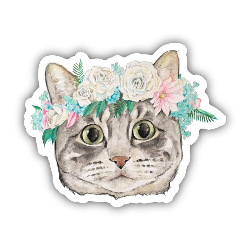 Cat With Flower Crown Sticker